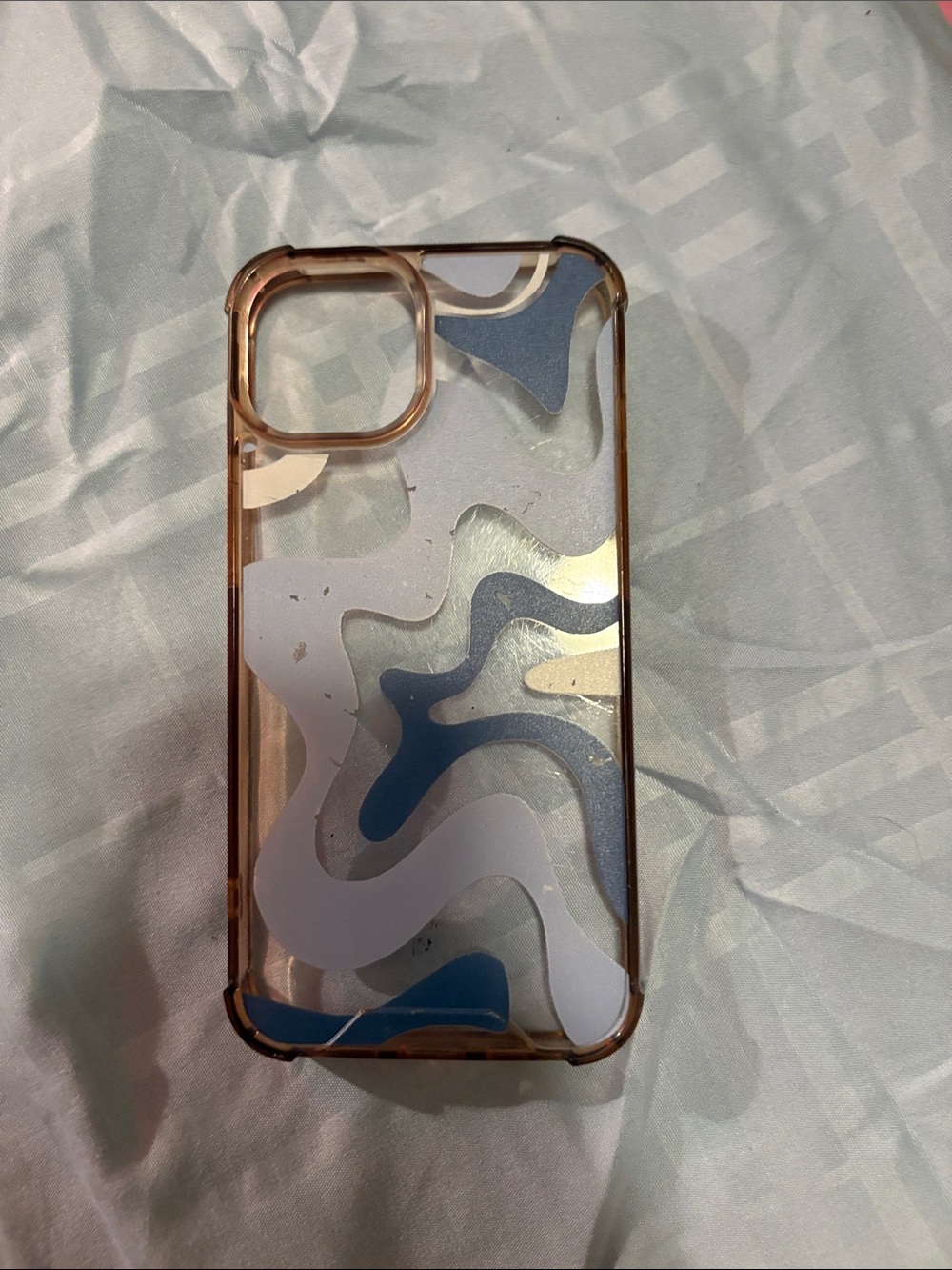 Clear Abstract Wave iPhone Case - Blue & White iPhone 12